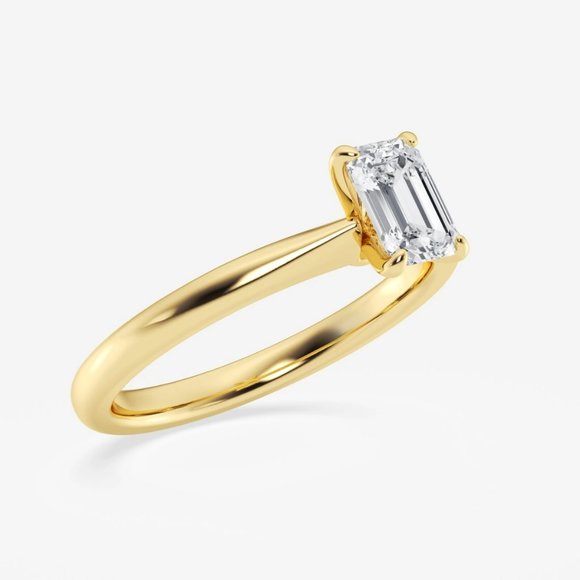 3/4 ctw Emerald Lab Grown Diamond Petite Solitaire Engagement Ring - Picture 6 of 6